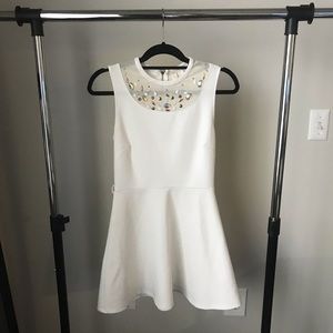 White Mini Dress w/ False Stone Mesh Accent